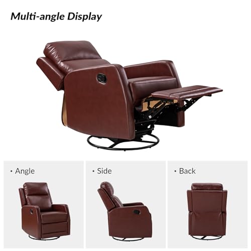 HULALA HOME Recliner Chair Set of 2 Reading Chair, Leather Recliner Rocking 360 Degree Swivel Chair, Wingback Armchair Theater Seating Lounge Sofa for Living Room Bedroom