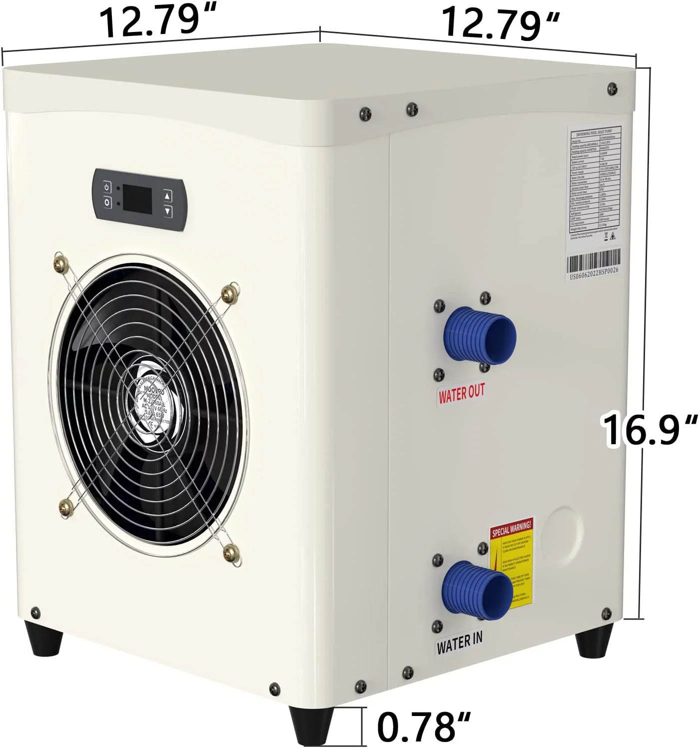 Pool Heater for Above Ground Pools, Mini Swimming Pool Heat Pump for Above-Ground Pools, Electric Pool Heater 14300 BTU/hr,Up to 4000 gallons, 3.45 kW/110V /60Hz