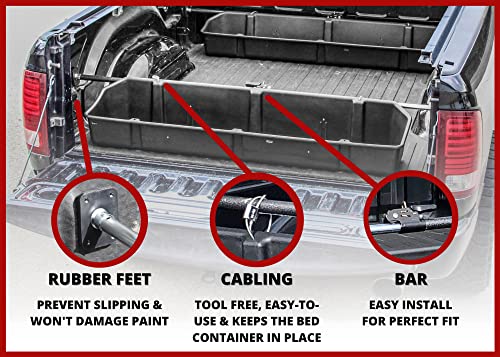 Red Hound Auto FullSize Truck Bed Storage Cargo Organizer Fits Ford Chevrolet GMC Dodge Ram Toyota Nissan Universal 55 Inch to 69 inch Wide Beds Secure Protect Groceries and More