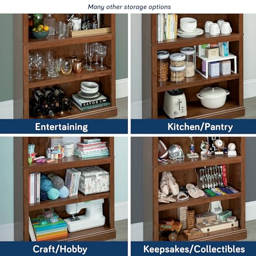 Sauder 5 Tier Book Shelf Wooden Bookcase Multipurpose Bookshelf for Home Office, Living Room, in Chalked Chestnut
