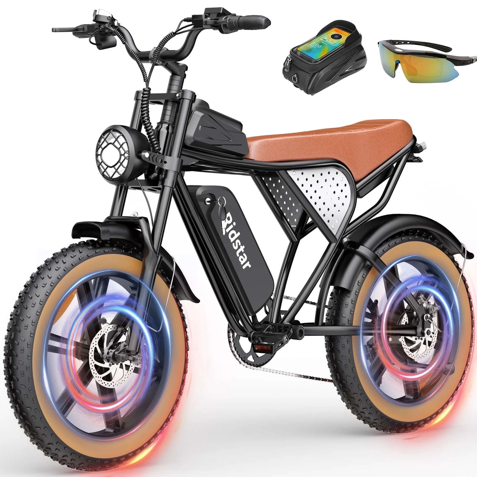 Electric Bike for Adults Ridstar, 1000W,30MPH e-Mountain Bike,48V 15.6AH Removable Battery, Motorcycle 20" Fat Tire Electric Bicycle, All-Terrain Ebike UL Certified