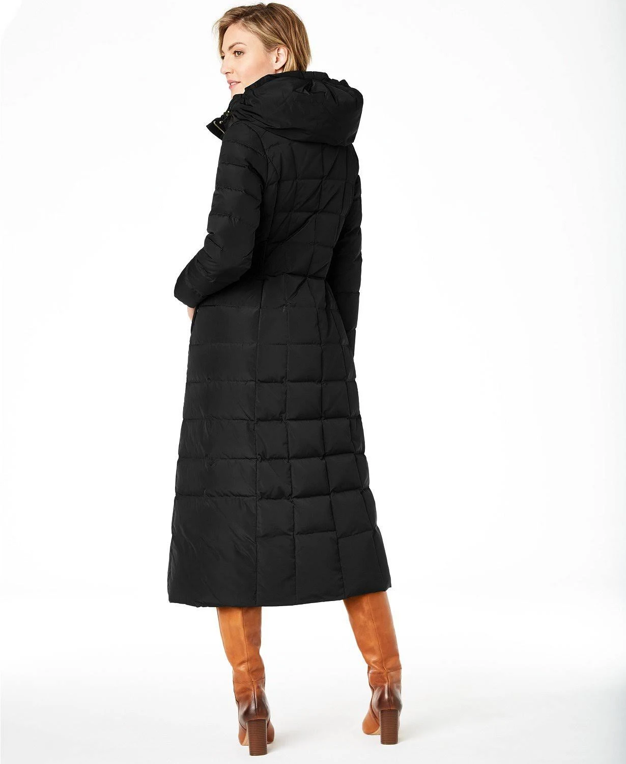 Cole Haan Hooded Down Maxi Puffer Coat - Black