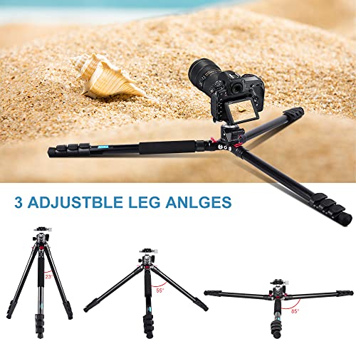 Carbon Fiber Tripod,Lightweight Portable Travel Tripod with Low Profile Ball Head with 1/4" Quick Release Plate Compatible with Camera Max Load 22lbs…