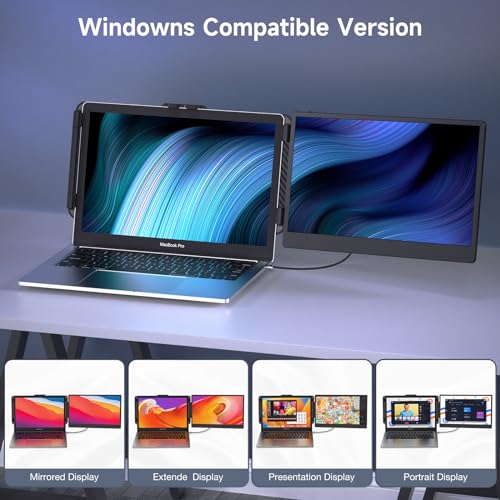 Laptop Screen Extender, 14''Portable Laptop Monitor, 1080P FHD IPS Monitor Extender, Plug and Play No Driver, for 13”-17.3” Laptop, Supports Wins/Mac/Android/Switch