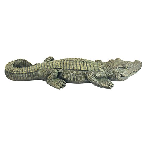 Design Toscano JE111535 Swamp Beast Lawn Alligator Crocodile Outdoor Garden Statue, Large, 37 Inches Long, Handcast Polyresin, Reptile Green Finish