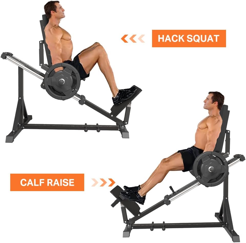 SPART Compact Leg Sled Machine with Calf Block, Plate-Loaded Compact Leg Press Machine with Band Pegs, 1000LBS Weight Capacity, Squat Machine for Quads, Calves, Hamstrings, Home Gym Leg Press Machine