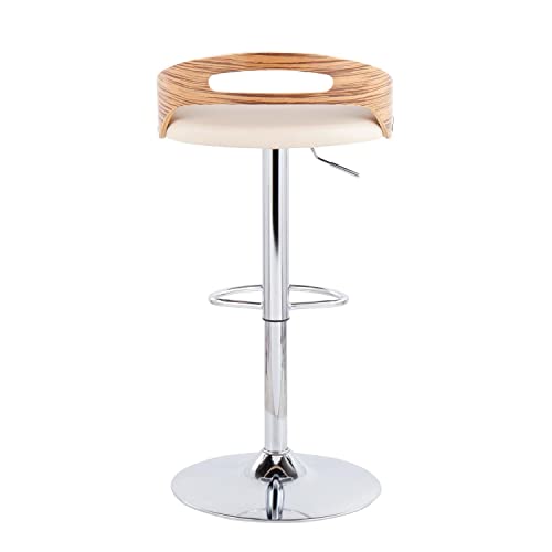 LumiSource Cassis Adjustable Bar Stool, Chrome Bar Stools, Bar Chair, Swivel Bar Stool
