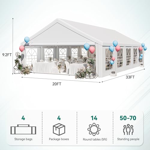 YITAHOME 16x32ft Heavy Duty Party Tent Outdoor Wedding Tent Canopy Event Shelters Upgraded Galvanized Steel Carport with Removable Sidewall Windows for Commercial and Parties, White