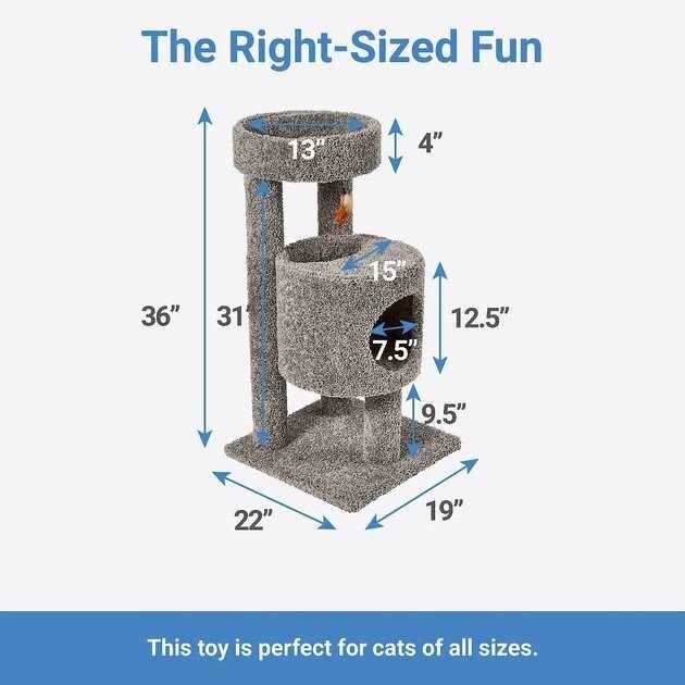 Frisco 36-in Real Carpet Wooden Cat Tree - Pet Supplies online store