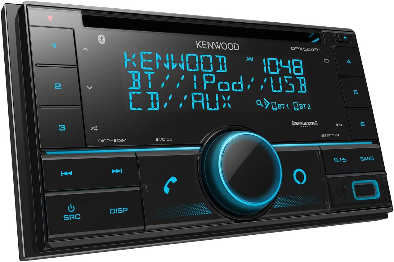 Kenwood DPX504BT Double DIN in-Dash CD Receiver with Bluetooth | Car Stereo CD Receiver with Amazon Alexa Voice Control | High-Contrast 3-line Display with Variable-Color Illumination
