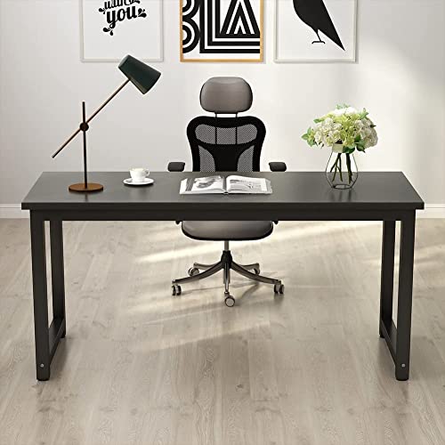 Tribesigns Modern Computer Desk, 63 x 31.5 inch Large Executive Office Desk Computer Table Study Writing Desk Workstation for Home Office, Spliced Desktop, White