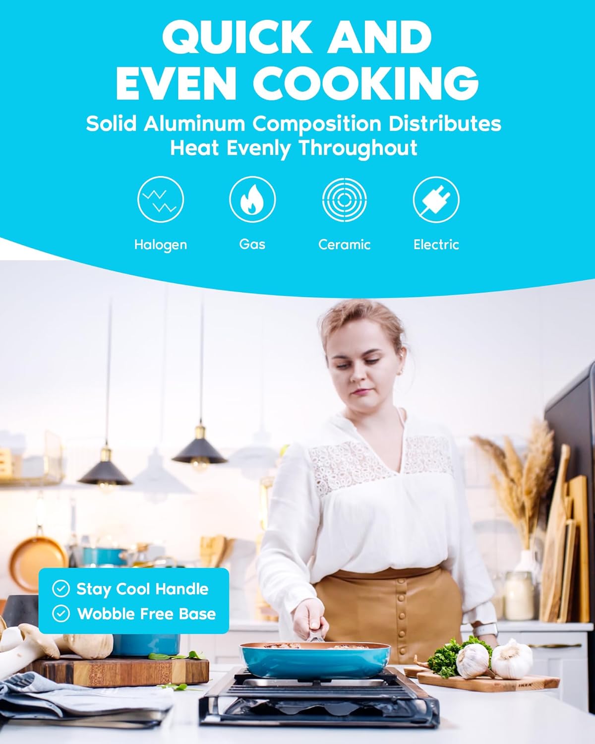 Gotham Steel 20 Piece Copper Pots and Pans Set Nonstick Cookware Set + Complete Ceramic Bakeware Set for Kitchen with Long Lasting Non Stick, Dishwasher/Oven Safe, Non Toxic – Turquoise