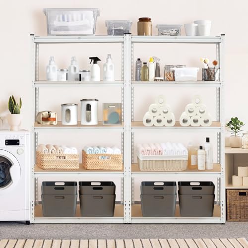 GarveeHome Garage Storage Shelves, 5-Tier Utility Shelves, Adjustable Storage Shelves, Industrial Shelving, Load 3860 Lbs Heavy Duty Storage Shelves for Garage Kitchen Basement Laundry Pantry,Black