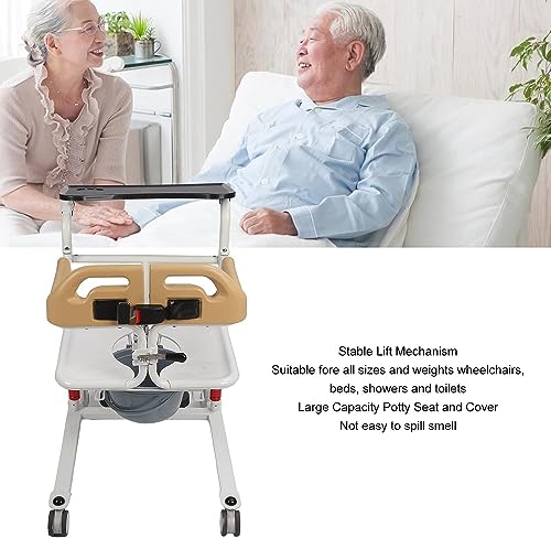 Hydraulic Lift Transfer Chair 180° Split Seat Transfer Lift W/Potty and Dining Table Load 220lb Metal Lift Wheelchair