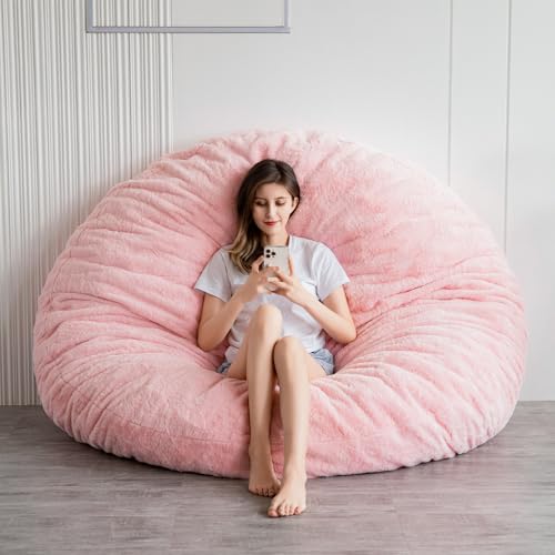 BYBYME 3 in 1 Bean Bag Chairs, Bean Bag Bed for Adults High-Density Foam Filling, Convertible Sofa Bed Faux Fur, Giant Bean Bag Chairs for Adults