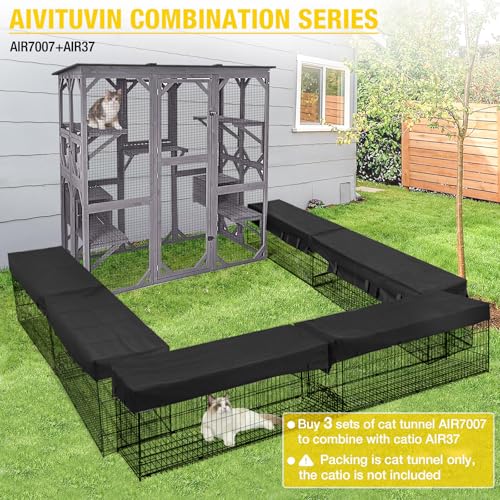 Aivituvin Catio Outdoor Cat Enclosure Large Cat House for Mulitiple Cats Walk in Kitty Cage with Tarp Roof 70"