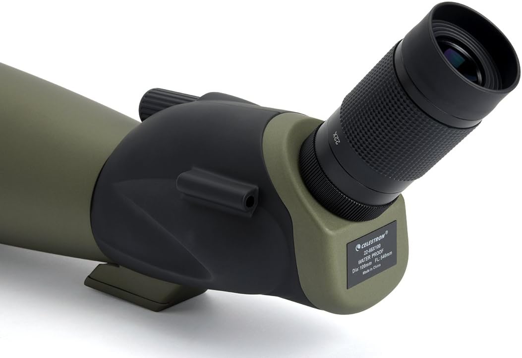 Celestron – Ultima 100 Angled Spotting Scope – 22 to 66x100mm Zoom Eyepiece – Multi-Coated Optics for Bird Watching, Wildlife, Scenery and Hunting – Waterproof & Fogproof– Includes Soft Carrying Case