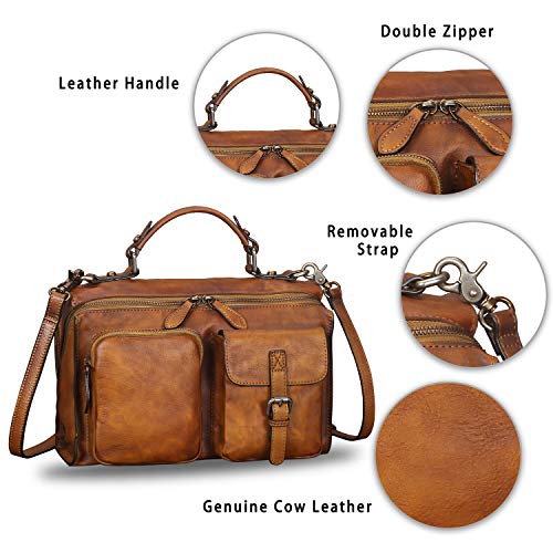 Genuine Leather Purses and Handbags for Women Vintage Leather Messenger Bag Shoulder Bag Satchel Purses with Strap