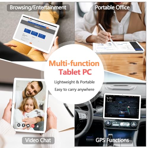 Tablet 10 Inch Android 14 Tablet, Octa-Core 5G WiFi, 4G Cellular Tablet 128GB ROM 14GB RAM, 2024 Newest Tablet with Keyboard Bundle 1TB Expand Android Tablet 13MP+8MP Dual Camera, GPS Tab HD Display