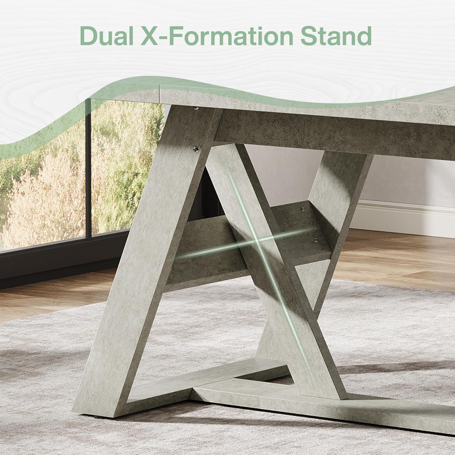 Tribesigns 70.9-Inch Dining Table, Farmhouse Kitchen Dining Room Table for 6-8 People, Wood Kitchen Table Dinner Table with Double X-Shaped Base for Dining Room, Gray