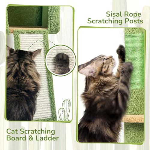 Globlazer Heavy Duty Cat Tree, 70 inch Sturdy Cat Tree for Indoor Cats Extra Large Cat Tower with Scratching Post, Hammock, Cat Condo for Adult Cats Kittens, F70 Pro, Light Grey