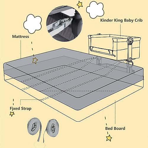 Kinder King Portable Baby Bassinet w/Carry Bag, Newborn Bedside Crib Sleeper, Adjustable Height, All-Sided Mesh Infant Travel Crib, Removable Mattress, Storage Space, No Tool to Assemble, Pink
