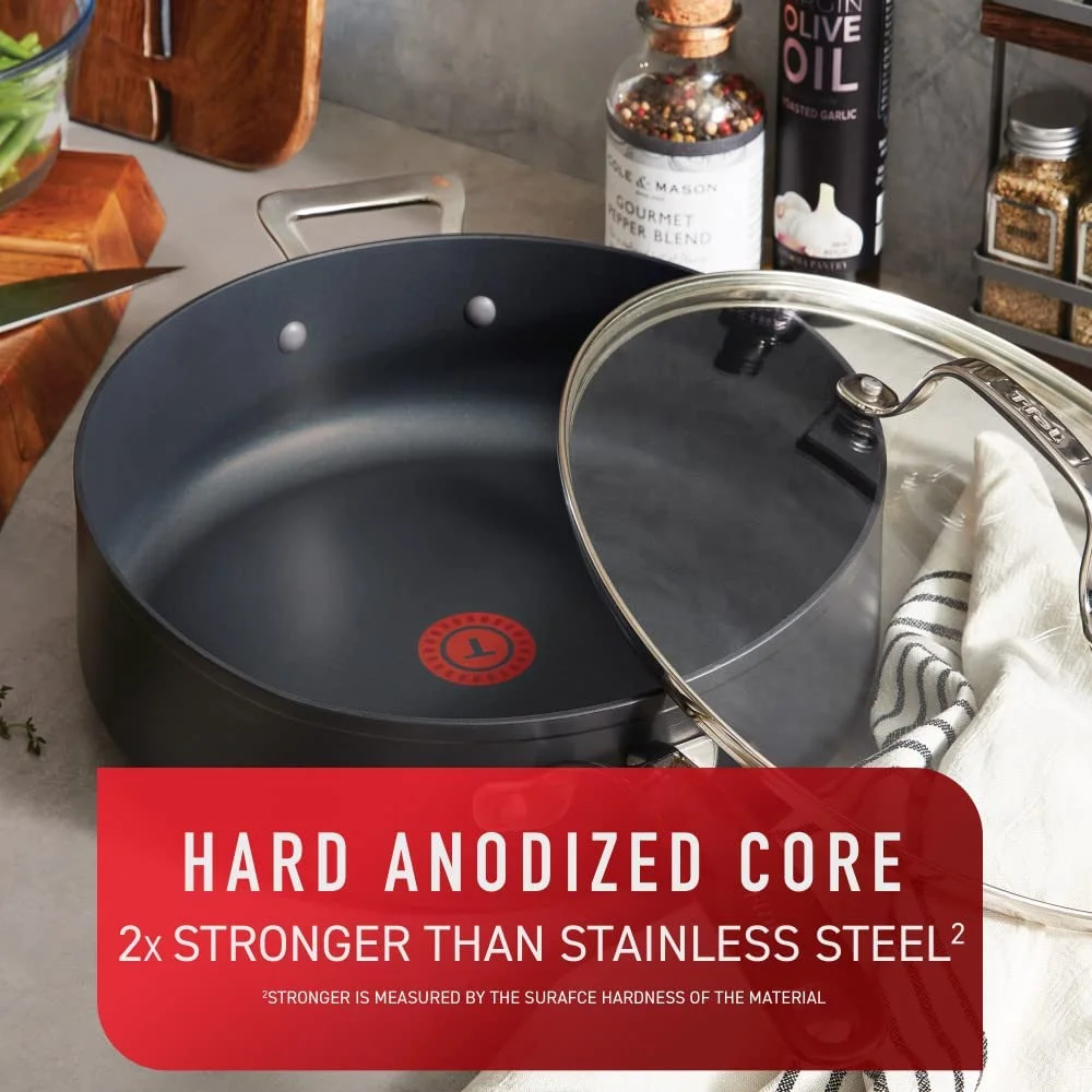 T-fal Unlimited Platinum Hard Anodized Non-Stick, 5qt Jumbo Cooker, 5 quart, Black