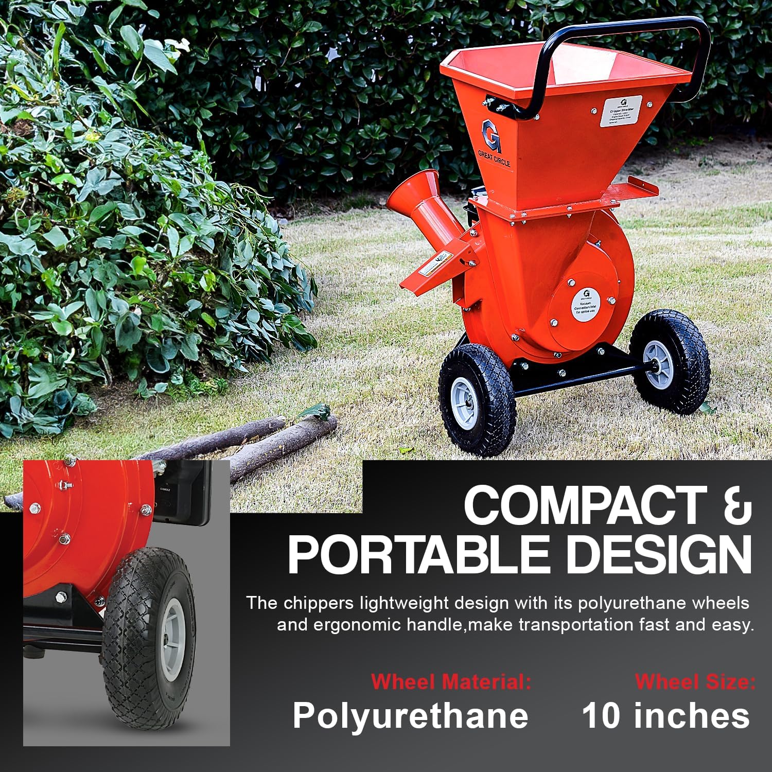 GreatCircleUSA Wood Chipper Shredder Mulcher Heavy Duty Gas Powered 3 in 1 Multi-Function 3" Inch Max Wood Diameter Capacity EPA/CARB Certified Aids in Fire Prevention - Building a Firebreak