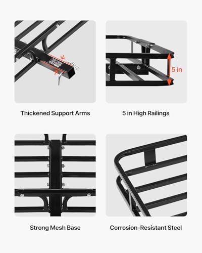 VEVOR 60x24x6 Folding Hitch Carrier - 500lb Capacity Cargo Basket & Waterproof Bag, Fits 2" Hitch Receiver for SUV, Truck, Pickup