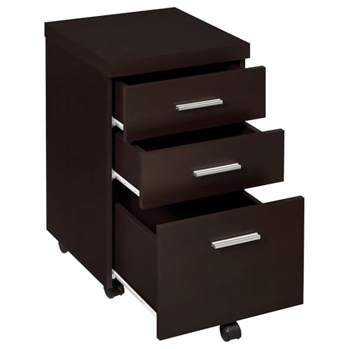 3 Drawer Mobile File Cabinet with 5 Wheel Versatile Storage Cabinet Under Desk Office for Home School Studio Anti-Tilting Wheels Design Vertical Filing Organization Cabinets Cappuccino