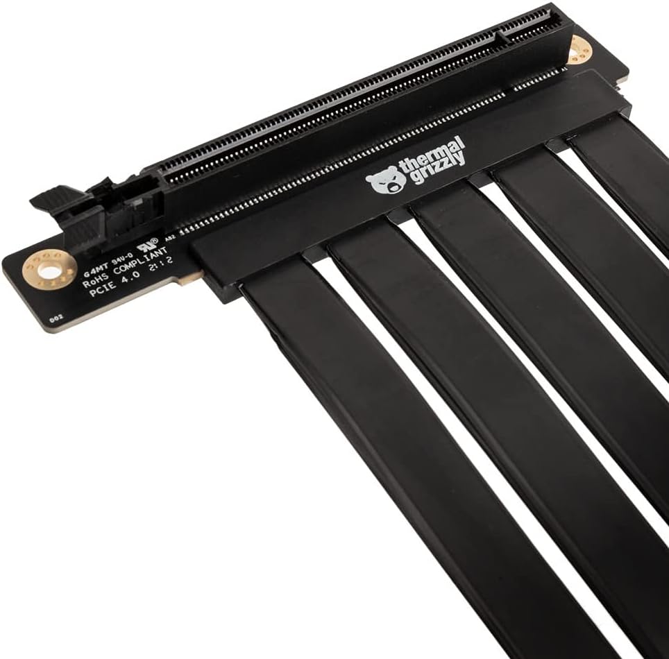 Thermal Grizzly PCIe 4.0 Riser Cable 30cm Long, Flexible Riser Cable PCI-e 4.0 x16 for Easy Insertion of Expansion Cards, Full Speed 16x PCIe Riser Extender Compatible with Computer Graphics Cards