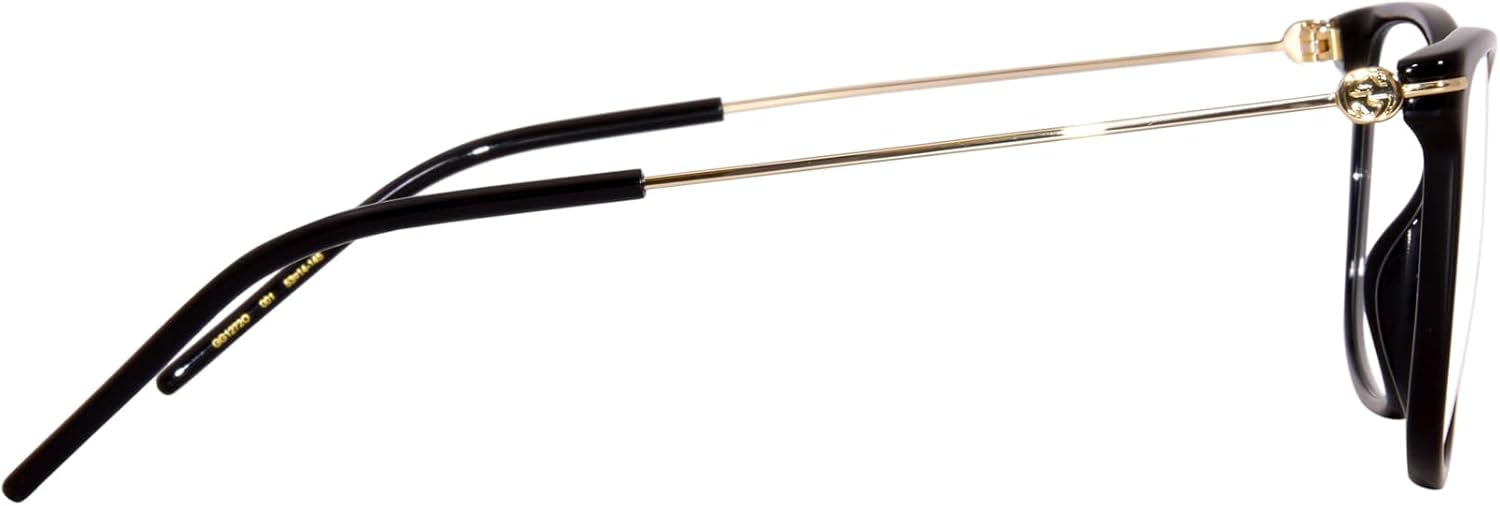 Gucci GG1272O 001 Eyeglasses Women's Black/Gold Full Rim Square Shape 53mm