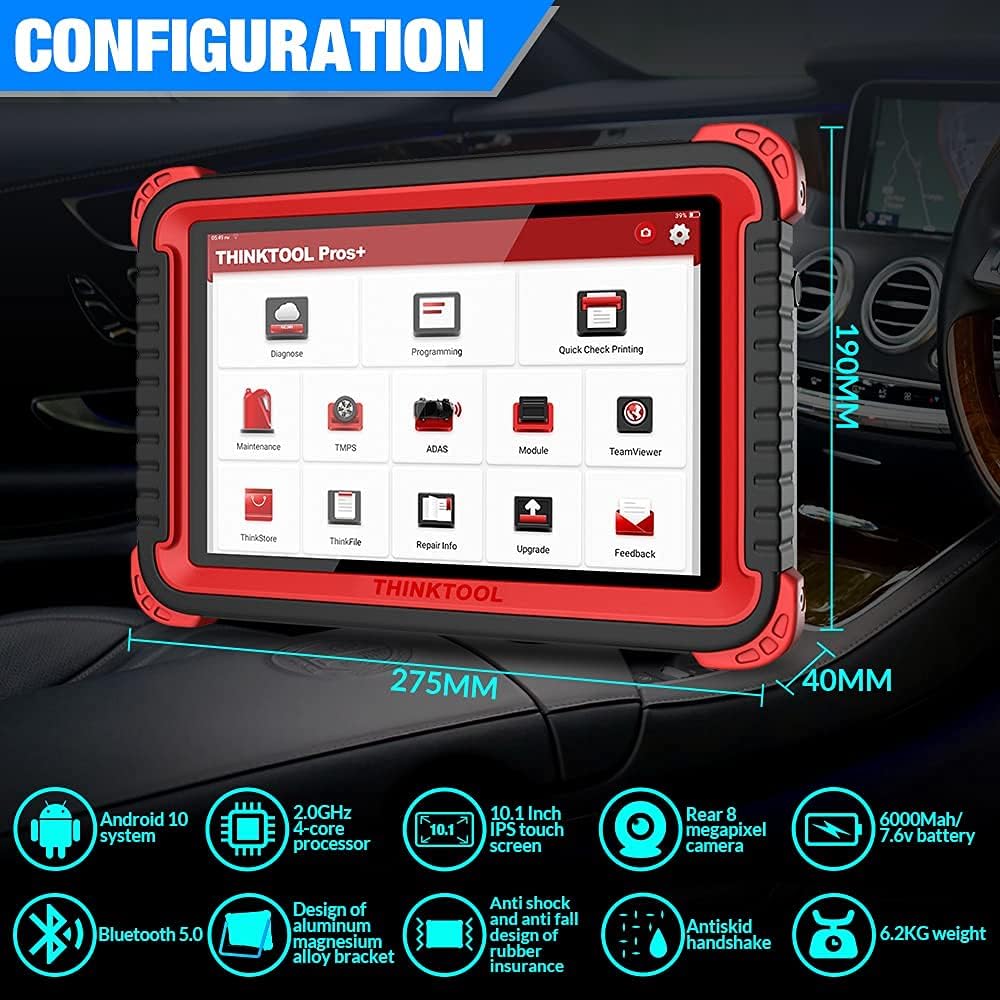thinkcar THINKTOOL Pros+, Full System Bi-Directional Diagnostic Scanner, Online Programming, ADAS Calibration, ECU Coding, 34+ Reset Car Code Reader, Professional Scanner Tool 2 Years Free Update
