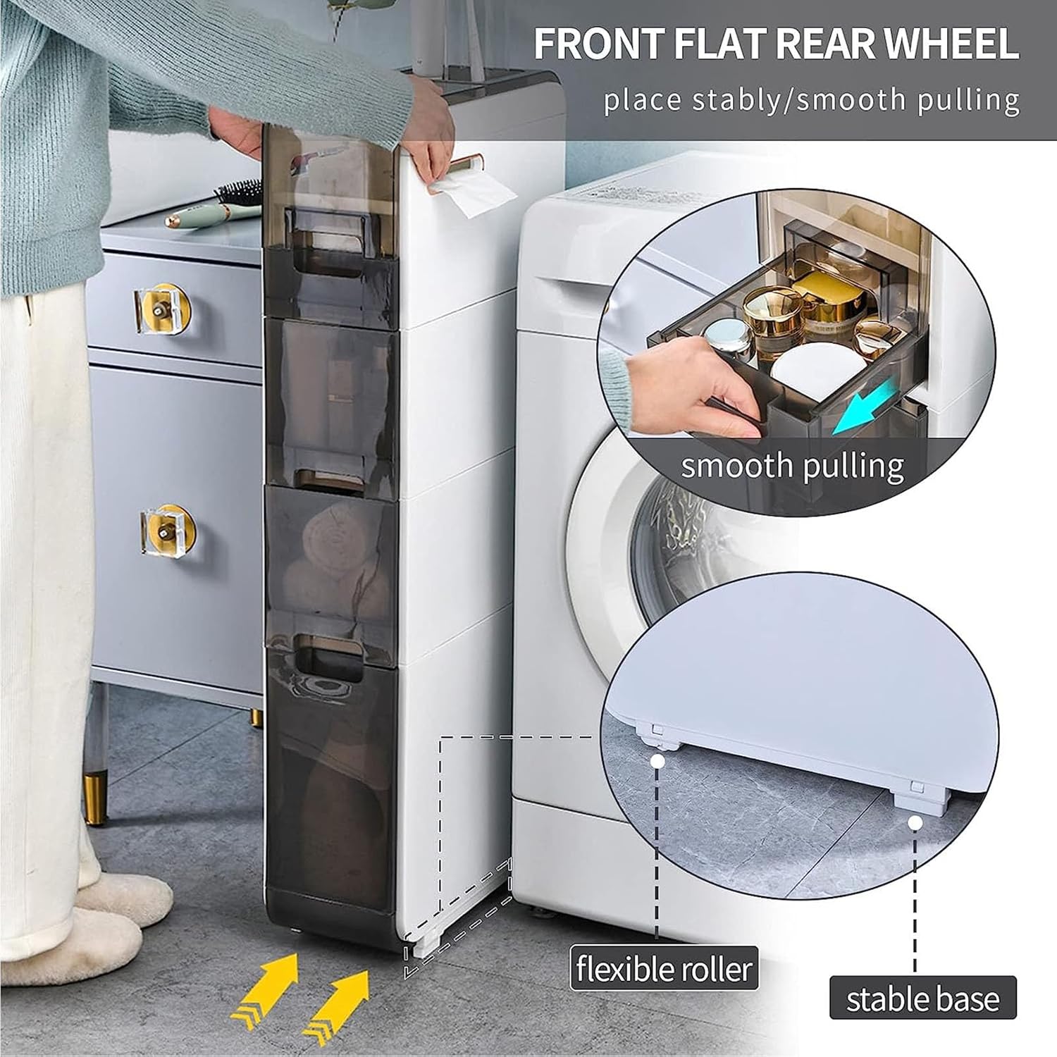 Floor-standing Bathroom Storage Cabinets Bathroom Cabinets 2/3/4-layer Bathroom Floor-standing Cabinets Vertical Storage Cabinets ()