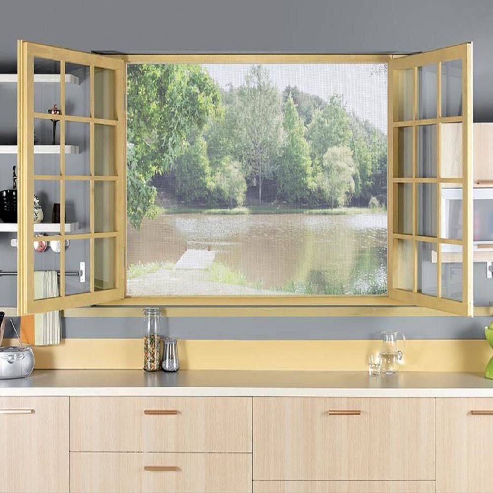 Retractable Bug Screen 55 in. x 67 in. Adjustable Width/Height White Aluminum Fiberglass Vertically Retractable Window Insect Sc