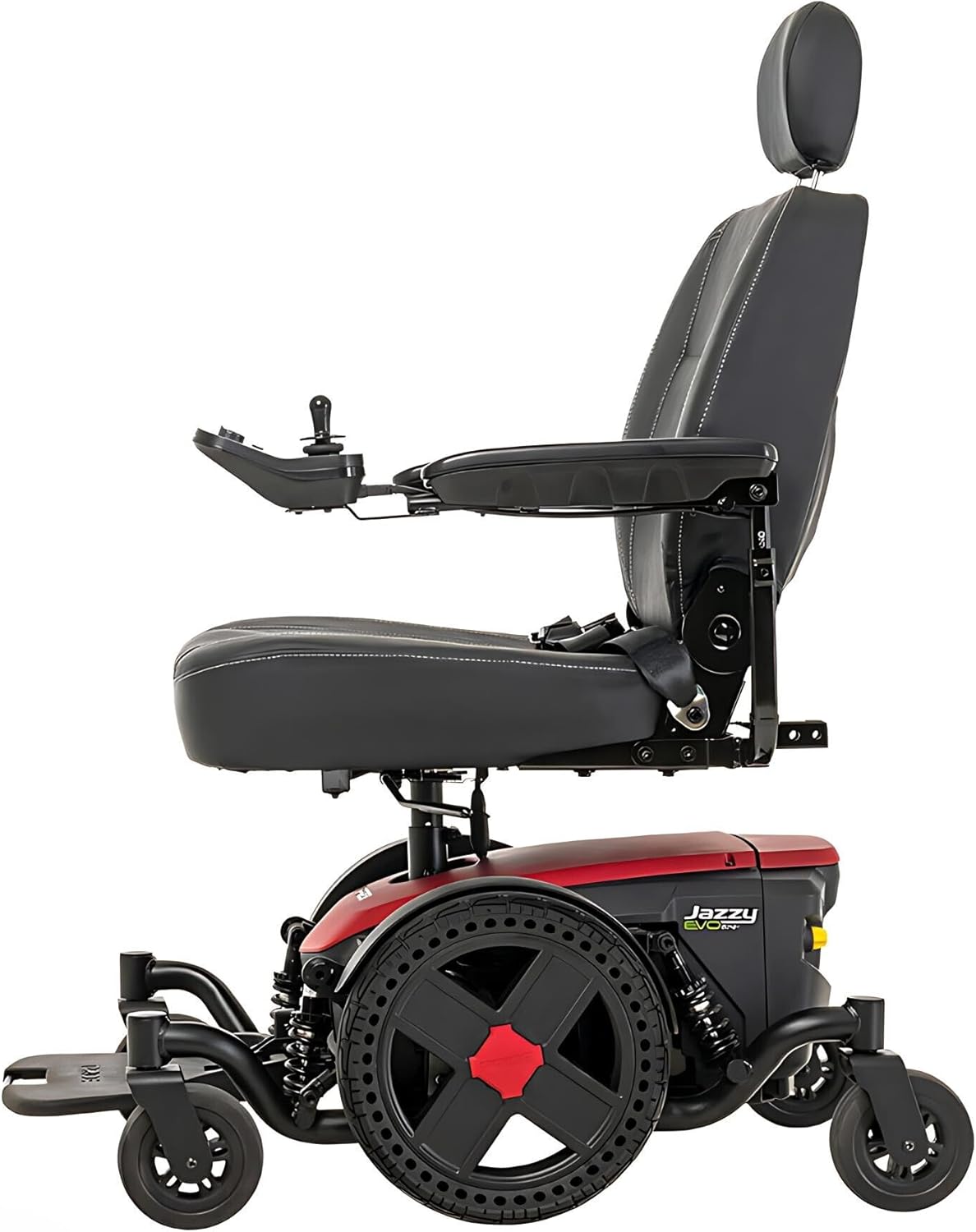 Pride Jazzy EVO 614 HD Power Chair - Electric Wheelchair Scooter for Adults, 450 Lbs Weight Capacity, NF-22 Battery, Cardinal Red, 24x"22-24" Seat Size