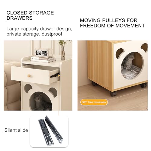 Night Stand with Drawers Cat House Side Table Cat Bed for Indoor Cats Nightstand for Living Room and Bedroom Decoration Living Room Bedroom Bed Side Table Fashion Furniture A