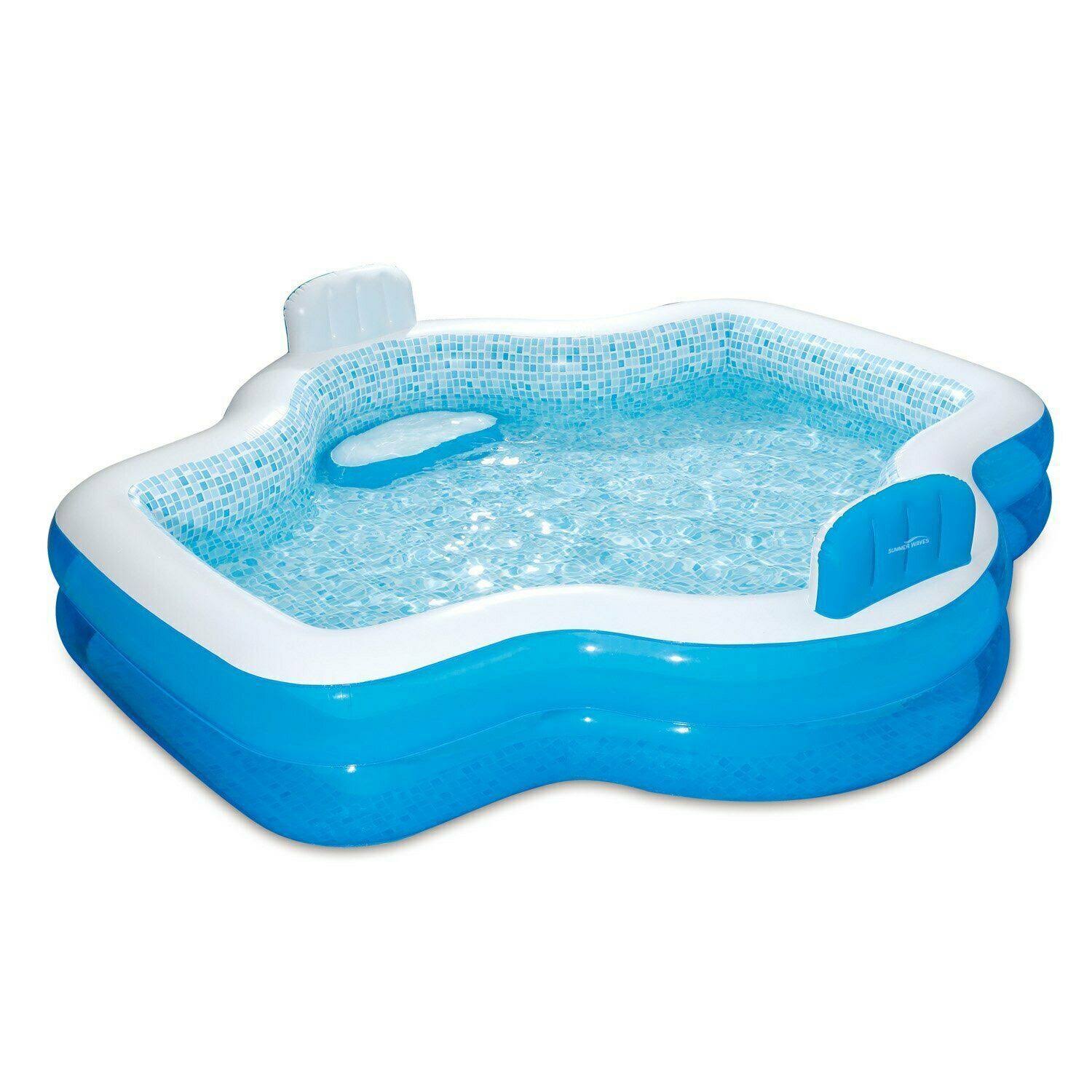 Summer Waves Inflatable Family Pool with Mosaic Interior Print