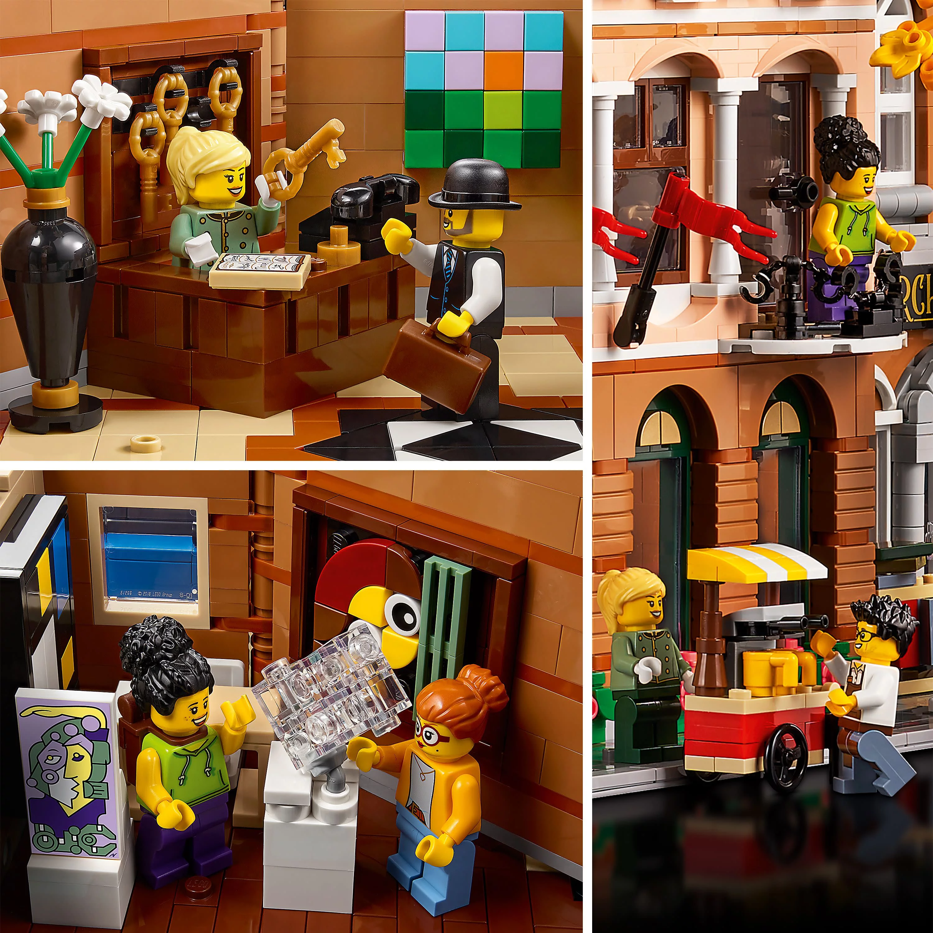 LEGO Icons Boutique Hotel 10297 Modular Building Display Model Kit for Adults to Build, Set with 5 Detailed Rooms Including Guest Rooms and Gallery