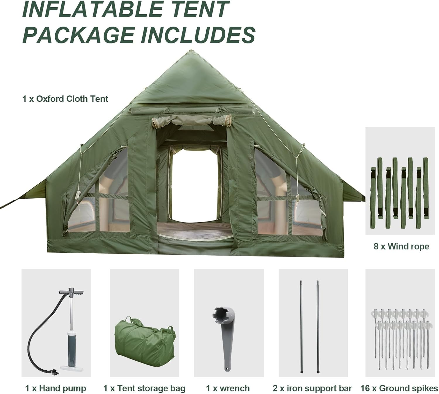 Inflatable Camping Tent with Pump and Stove Jack, 4-6 Person Inflatable Tent for Camping, Easy Setup Waterproof Inflatable House Tent with Mosquito Screen