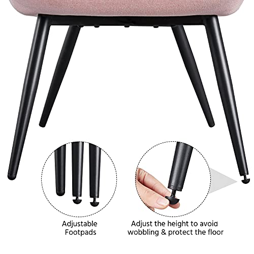Topeakmart Fabric Upholstered Accent Chair Modern Armchair Dining Chair Curved Back Side Chair for Living Room Dining Room Bedroom Pink