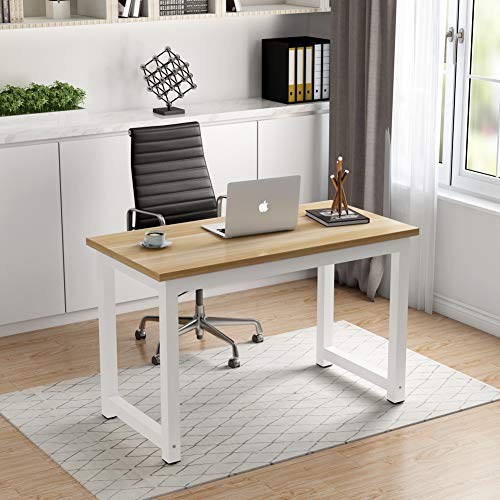 Tribesigns Modern Computer Desk, 63 x 31.5 inch Large Executive Office Desk Computer Table Study Writing Desk Workstation for Home Office, Spliced Desktop, White