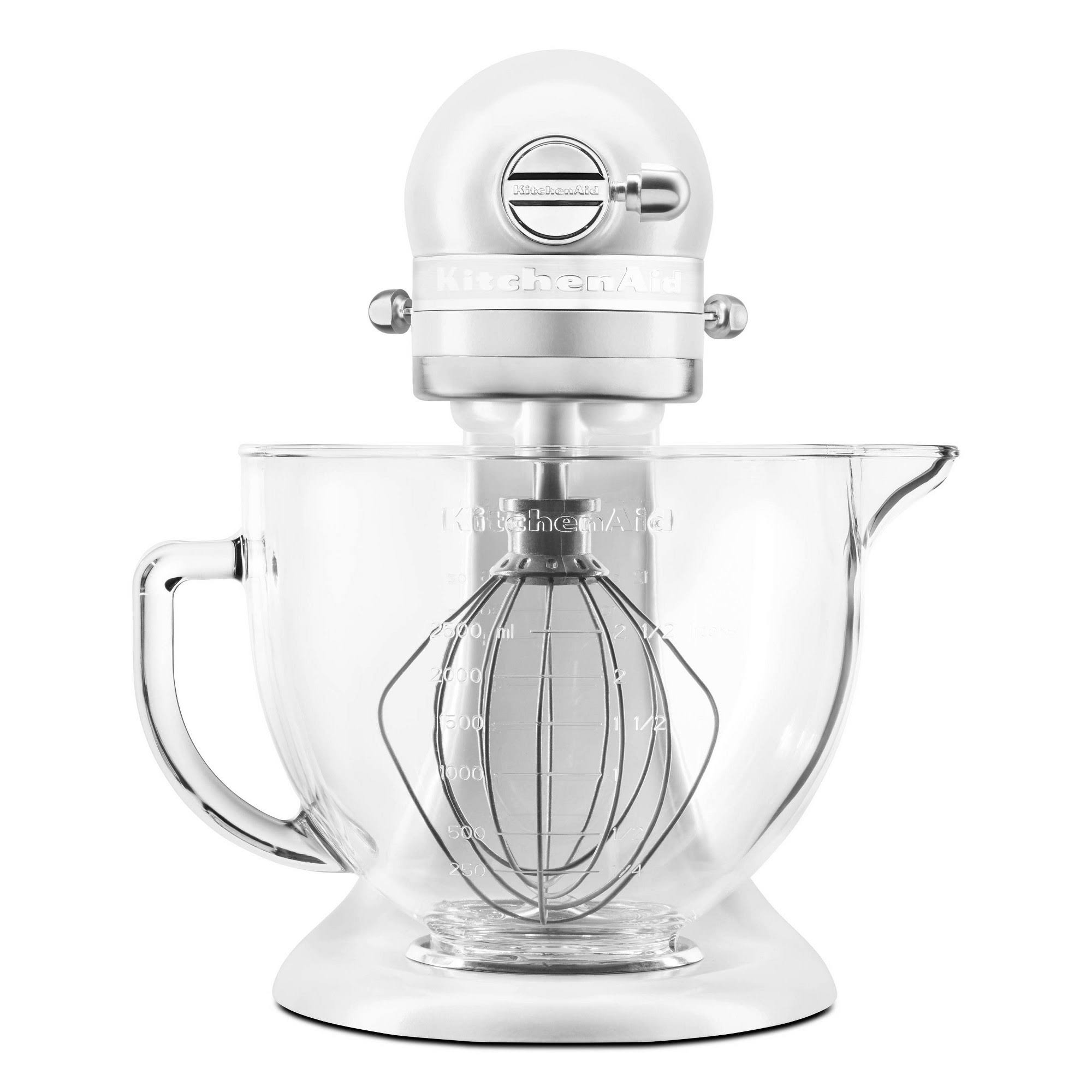 KitchenAid 5-Quart Stand Mixer Glass Bowl Matte White