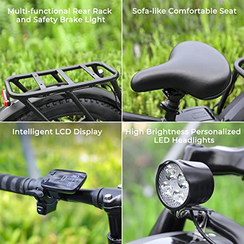 SOHAMO M3 Electric Mountain Bike for Adults, 1500W Peak Motor 30mph Electric Bike, 26"*4" Fat Tire Ebike w/ 48V 15/20AH Removable Battery, 40/60 Miles 7-Speed Gears E Bike for Dirt Sandy Snow Offroad