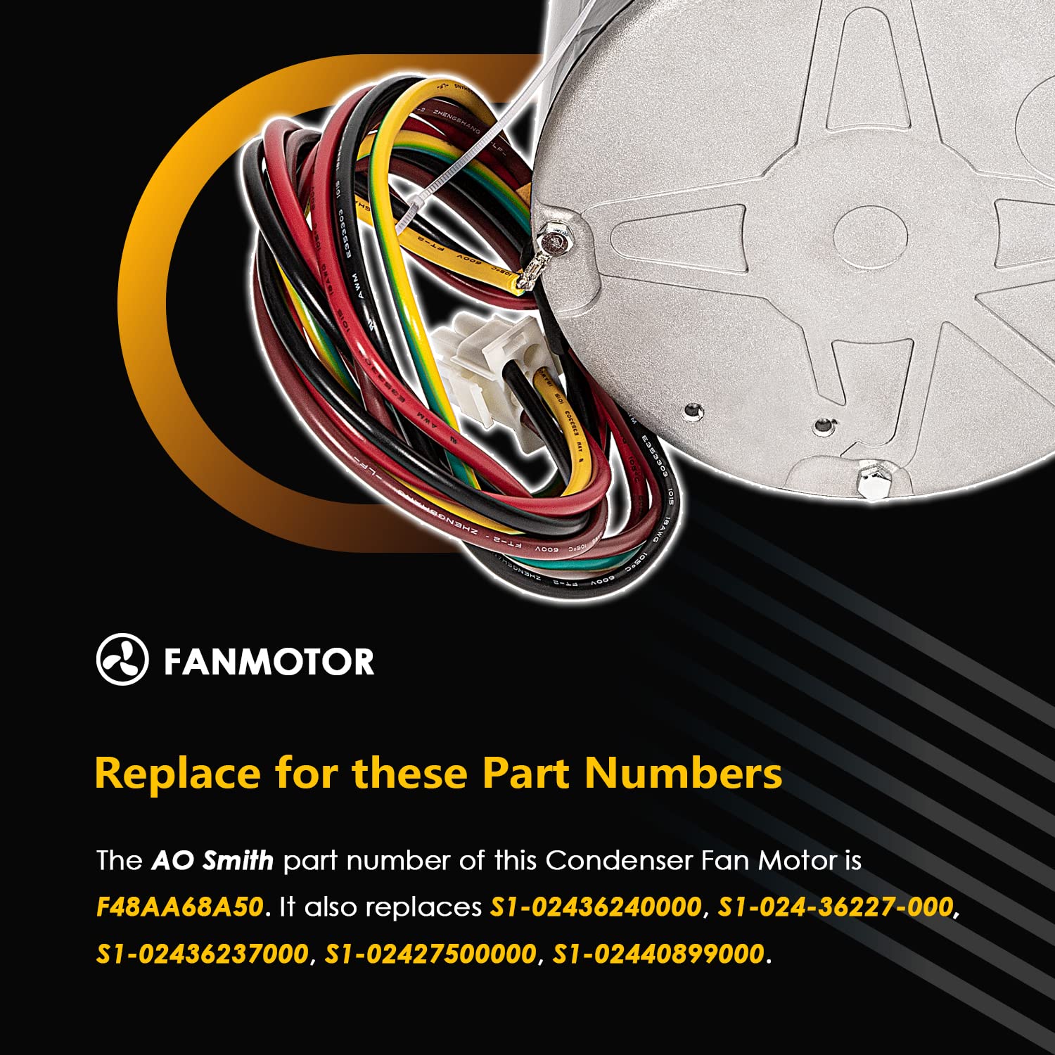 F48AA68A50 - Replace for York Coleman Luxaire Genteq/A.O. Smith OEM Condenser Fan Motor - Replace THGF36S41S3A THGF60S41S3A - 1/4 HP 208-230 Volt 850 RPM