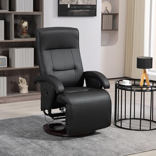 Swivel Recliner Chairs - Small Leather Recliner Reclining Chairs for Adults Living Room Swivel Chair with Adjustable Footrest & 360° Rotation Wooden Base Chair Recliner Sofas for Living Room (Gray)