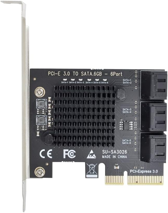 Xiwai SATA PCI-E Adapter 6 Ports SATA 3.0 to PCI Express x4 Expansion Card SATA3.0 PCIe PCI-e SATA Controller for HDD ASMedia Chipset Pack of 2