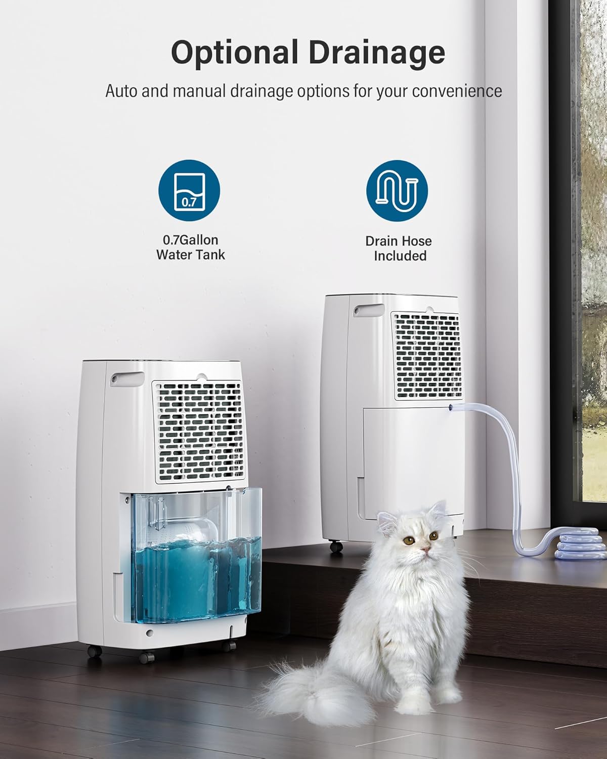 32-Pint Dehumidifier for Basement and Large Room - 2000 Sq. Ft, Quiet Dehumidifier for Large Capacity Room Home Bathroom Basements - Auto Continuous Drain Remove Moisture with Child Lock