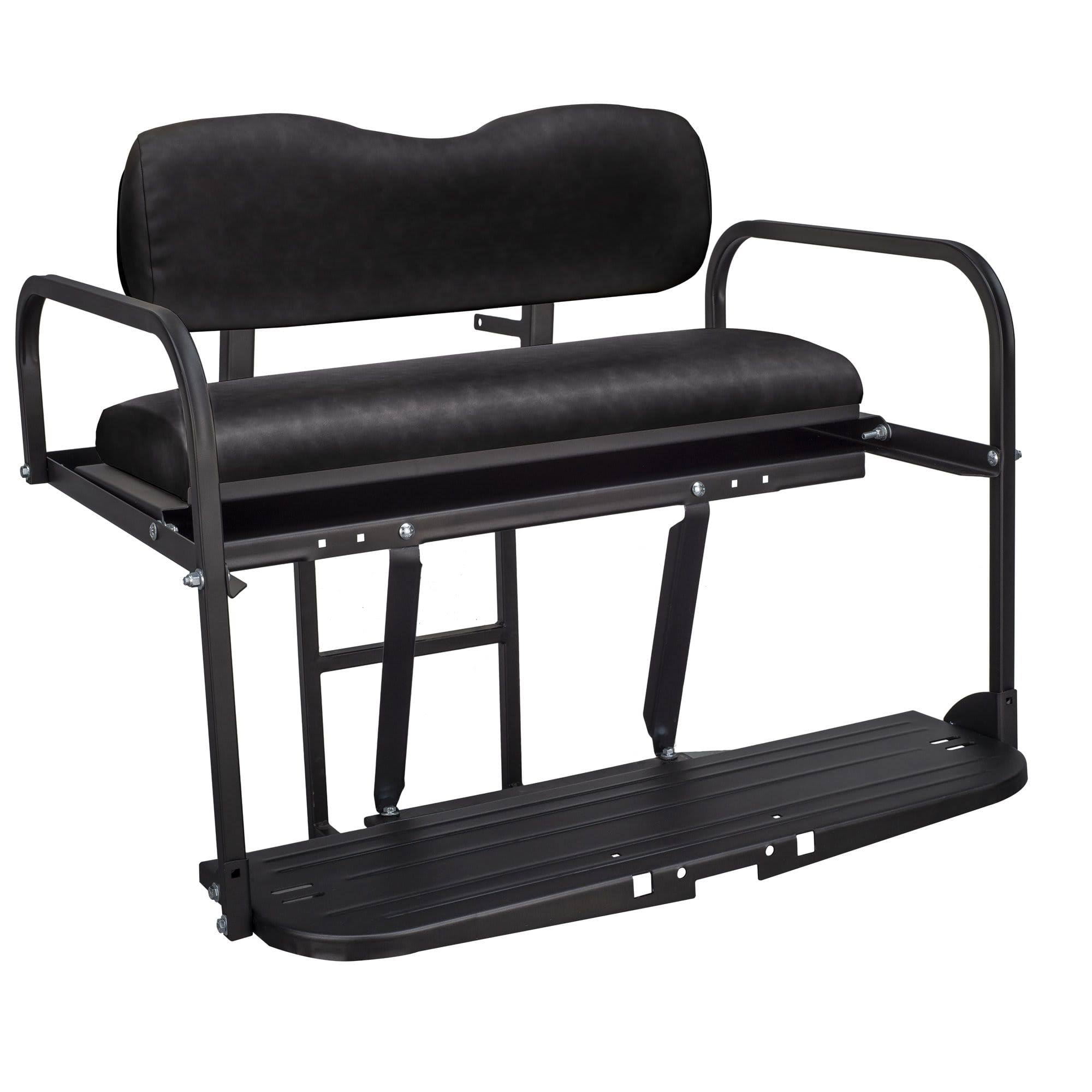 Gusto Golf Cart Rear Flip Seat Kit for A Club Car DS (1982 and Up), Aluminum / Black / Yes