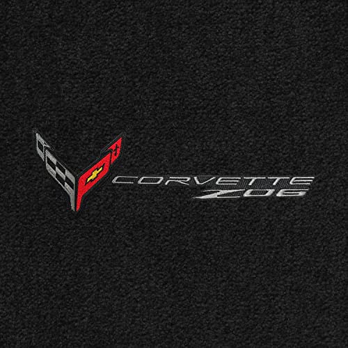 Lloyd Mats Heavy Duty Premium Black Binding with White Thread Carpeted Floor Mats for Corvette C8 2023-ON LogoMats - 2PC - Fronts